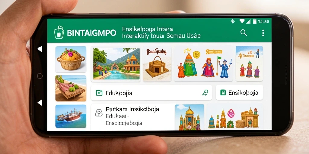 Antarmuka BINTANGMPO menampilkan berbagai artikel ensiklopedia yang menarik.