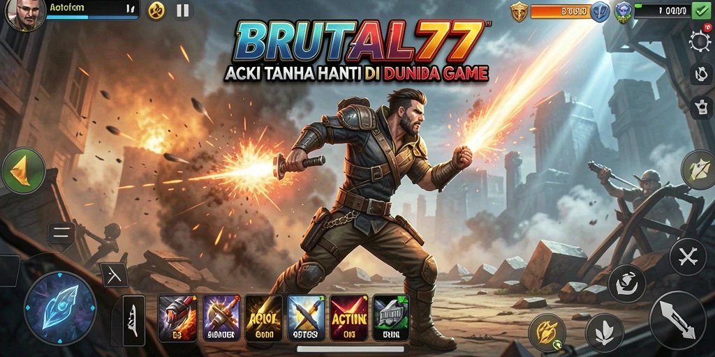 Tampilan antarmuka BRUTAL77 yang penuh aksi dan menarik.
