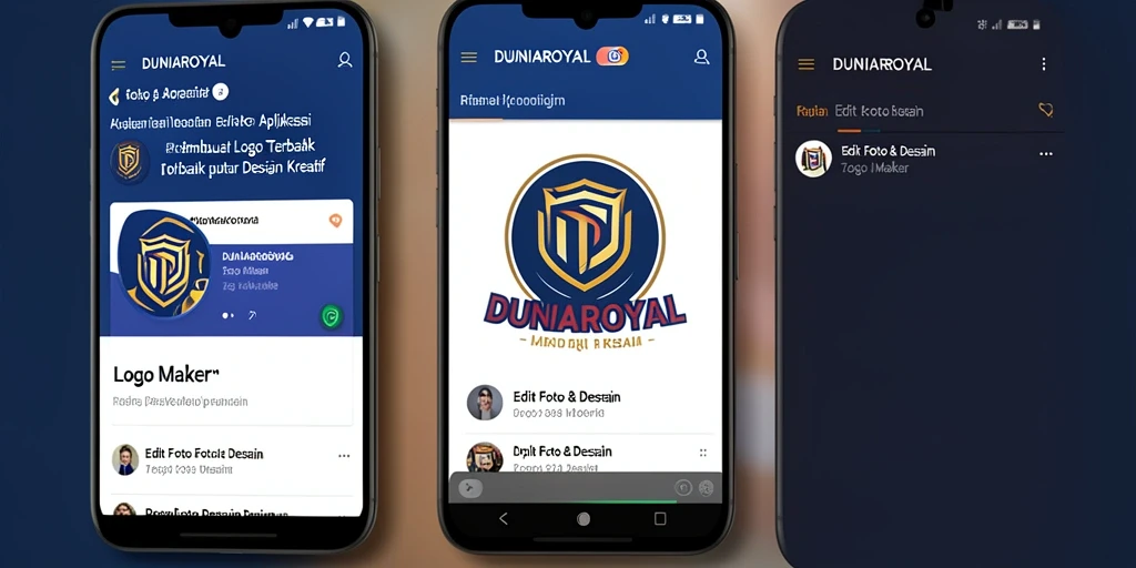 Tampilan antarmuka DUNIAROYAL yang sederhana dan fungsional untuk pembuatan logo.