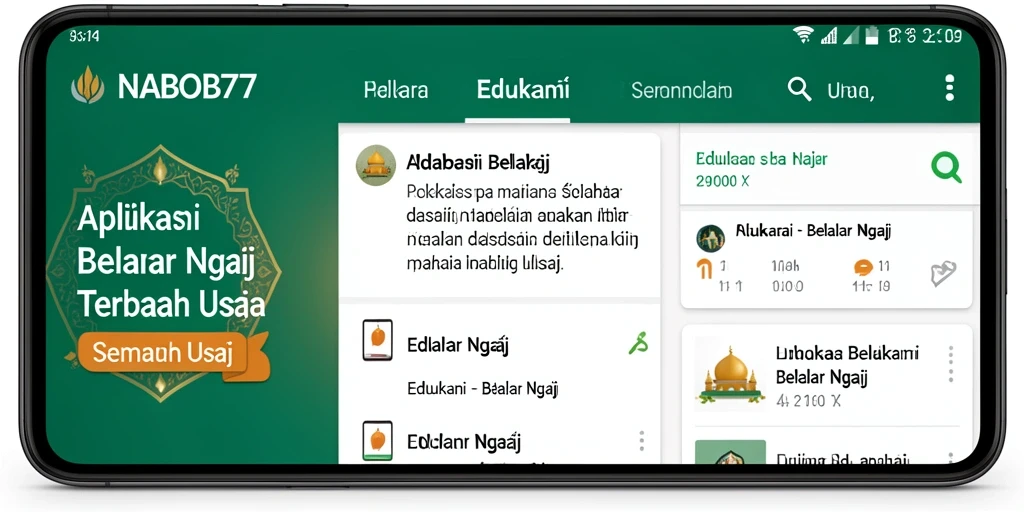 Antarmuka aplikasi Belajar Ngaji NABOB77 yang ramah pengguna.