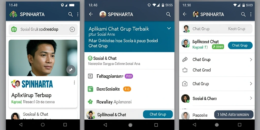 Tampilan antarmuka SPINHARTA dengan fitur Chat Grup yang menarik.