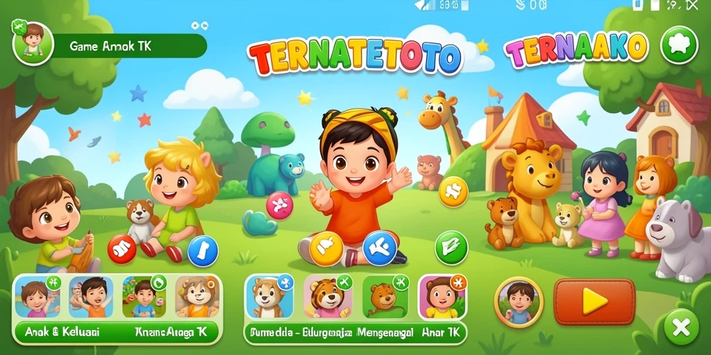 Antarmuka TERNATETOTO yang ceria dan ramah anak.