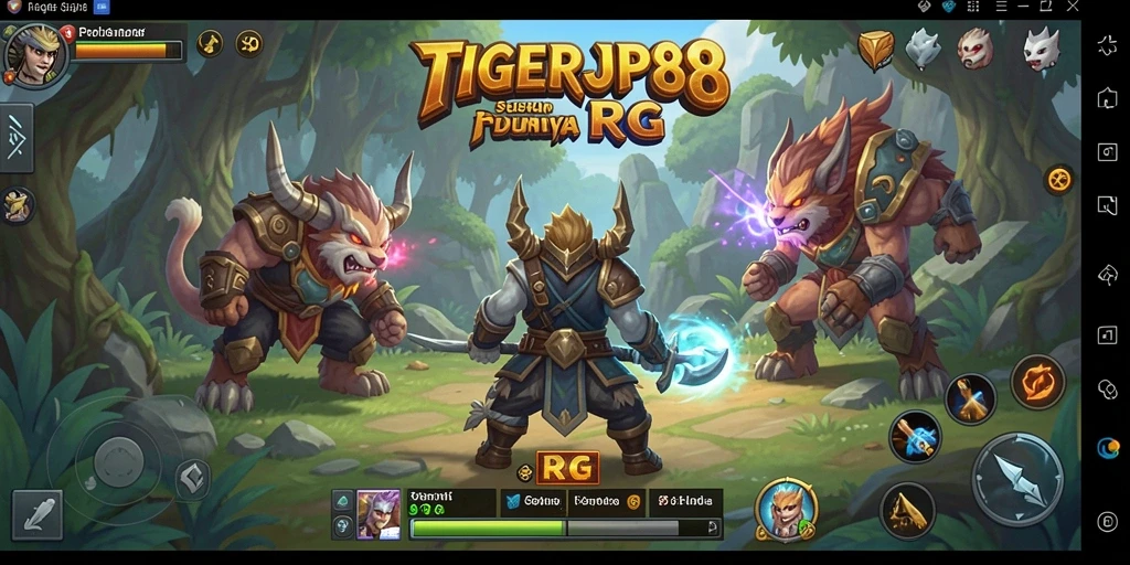 Antarmuka menarik yang menampilkan fitur RPG dan karakter unik.